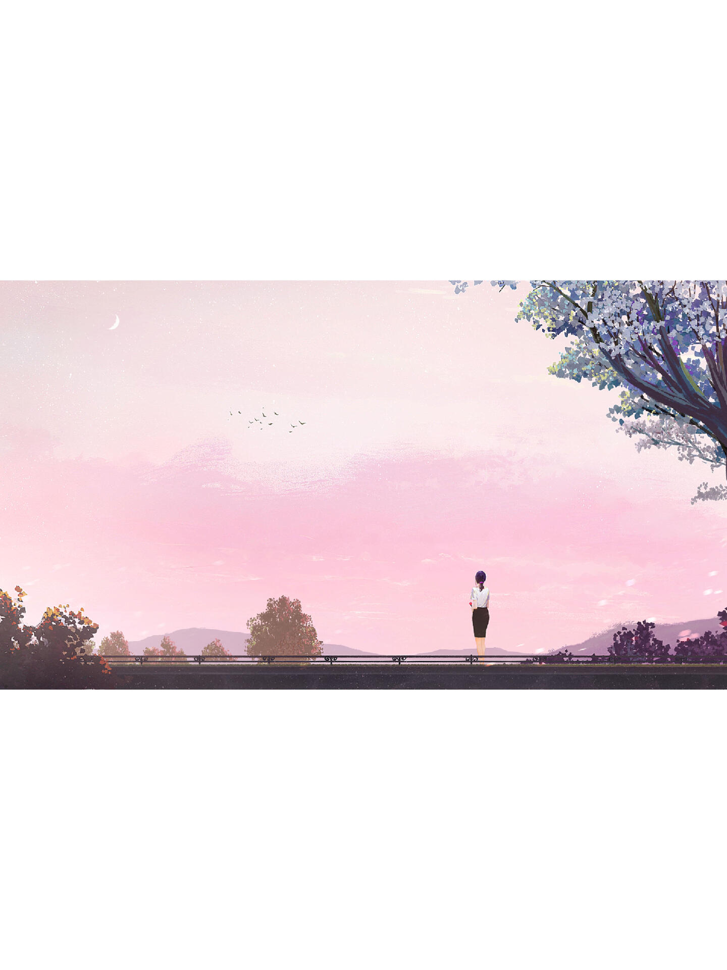 女孩春日户外踏青游玩系列插画