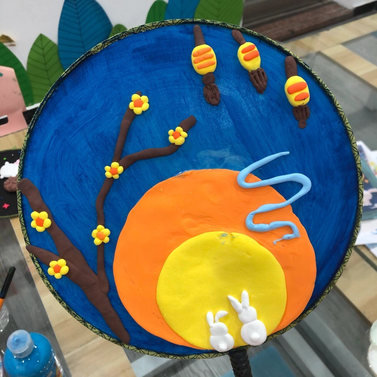 8-10岁创意画-中秋节主题手工粘土画