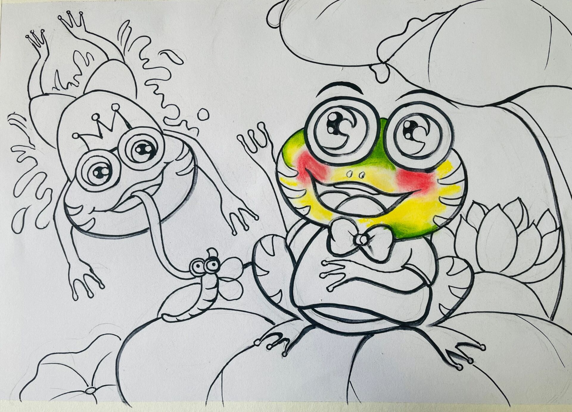 青蛙捉害虫    小青蛙穿花衣,捉害虫保庄稼……又是画疯的一天