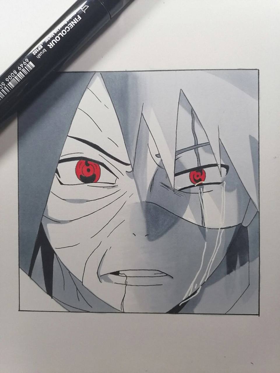 火影忍者# #手绘教程# #卡卡西# 看的时候蒙住另一边的脸