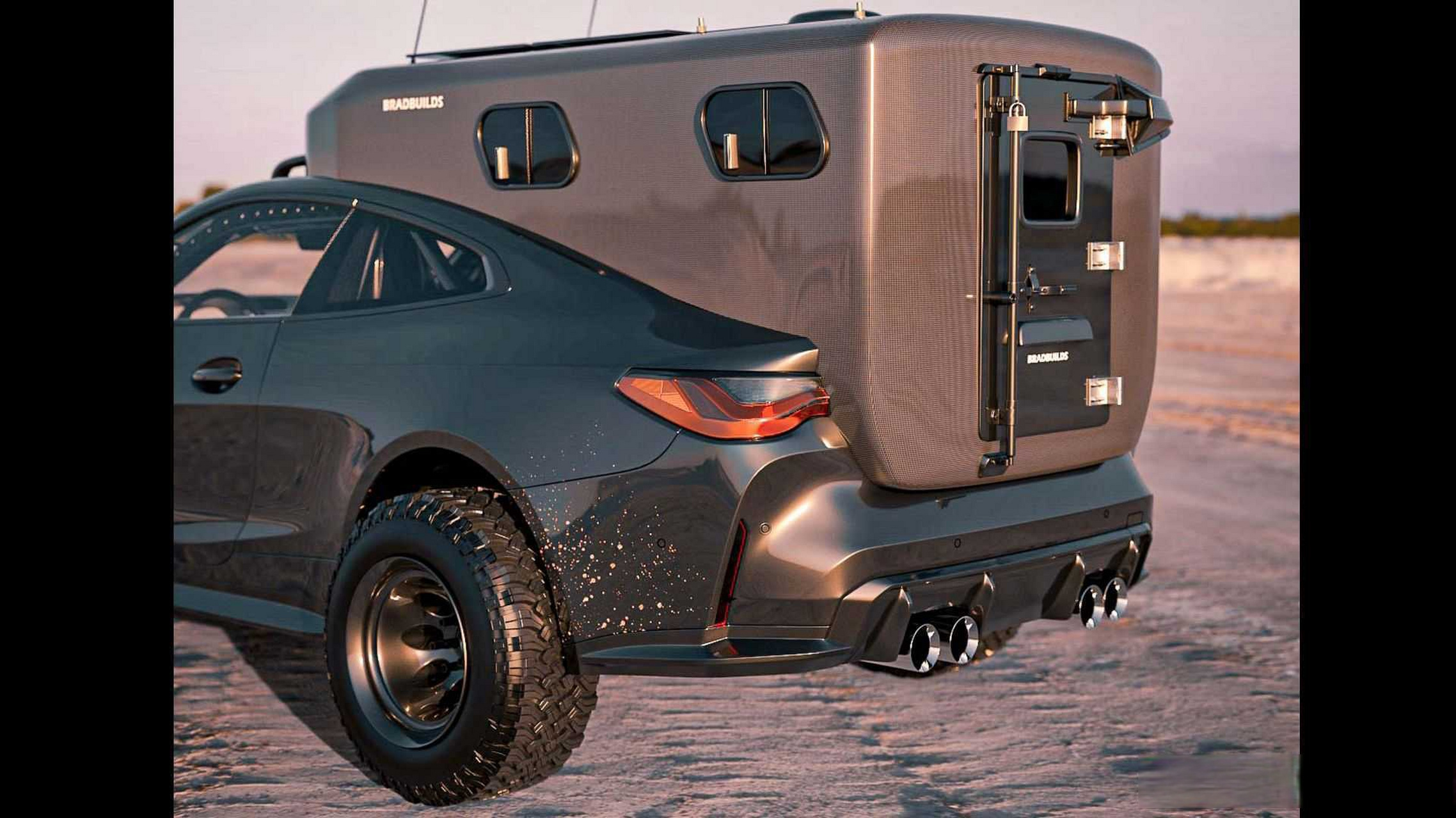 外国建模师创造的宝马m4旅行房车,直接把后备箱盖去掉了.