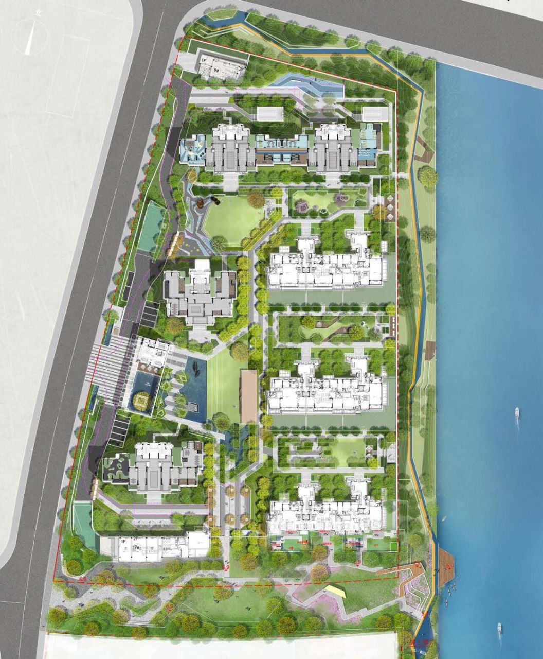 每日一例|现代居住区景观平面图三 现代居住区景观彩平参考三 走过