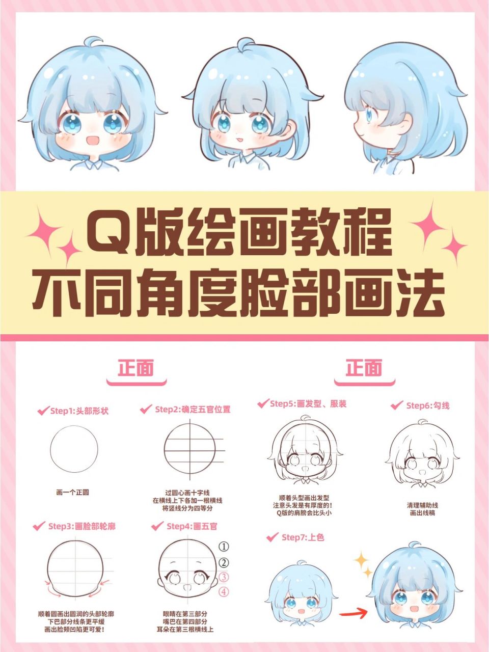 q版人物不同角度脸部画法 喜欢画q版?