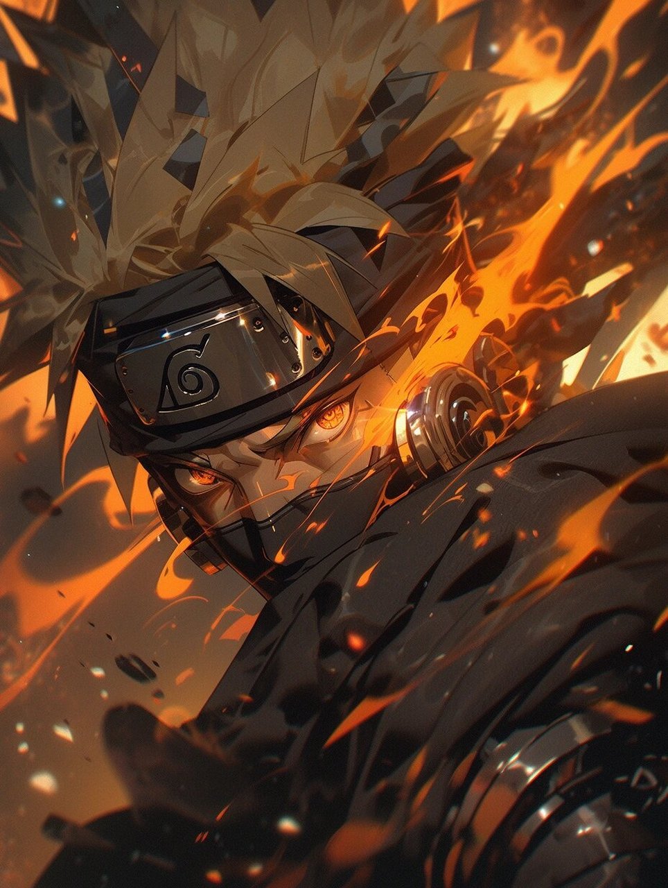 【火影壁纸】黑金机甲鸣人 咒语:naruto in the fire with the smoke