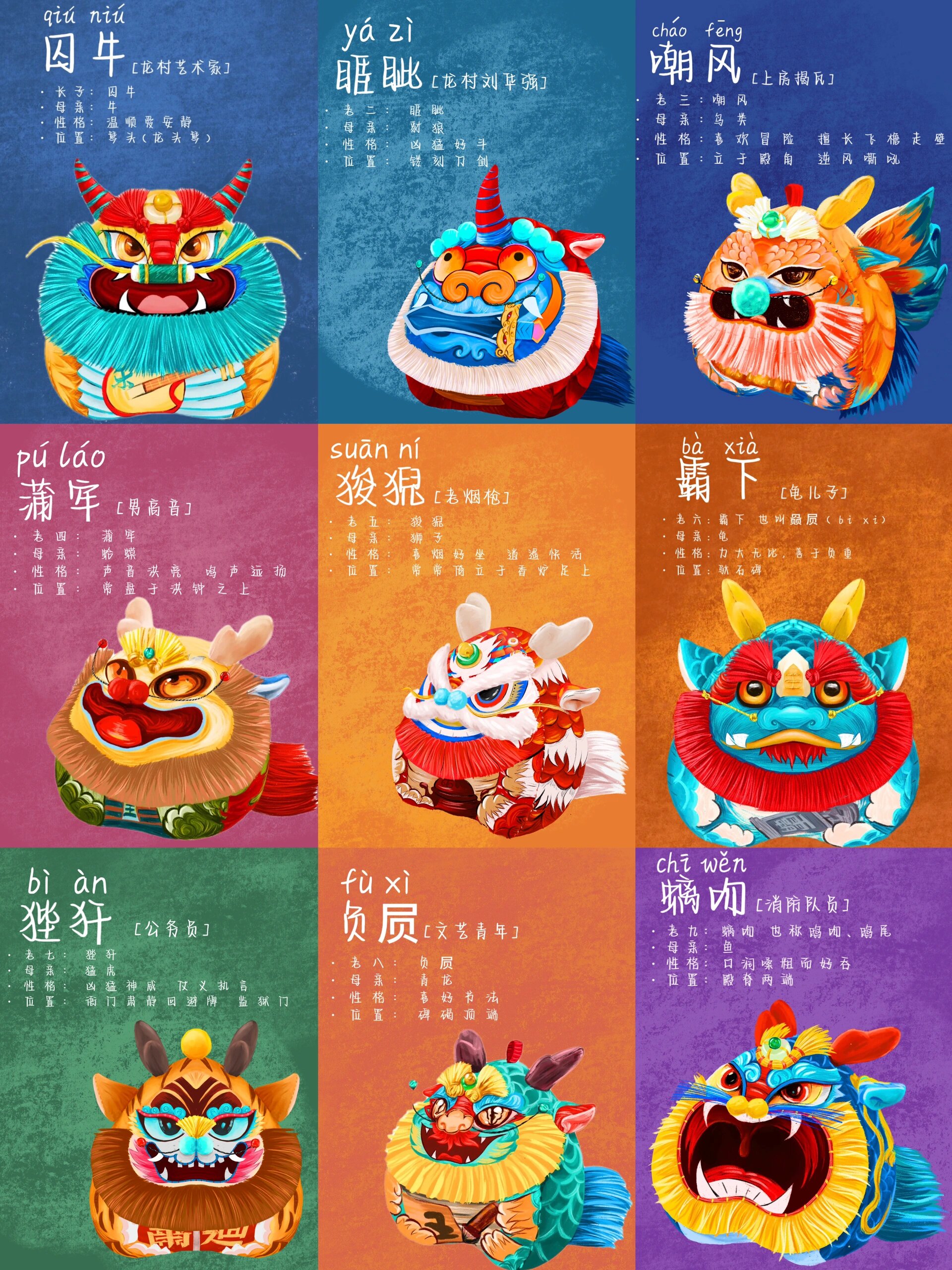 原创插画|龙生九子 各有所好