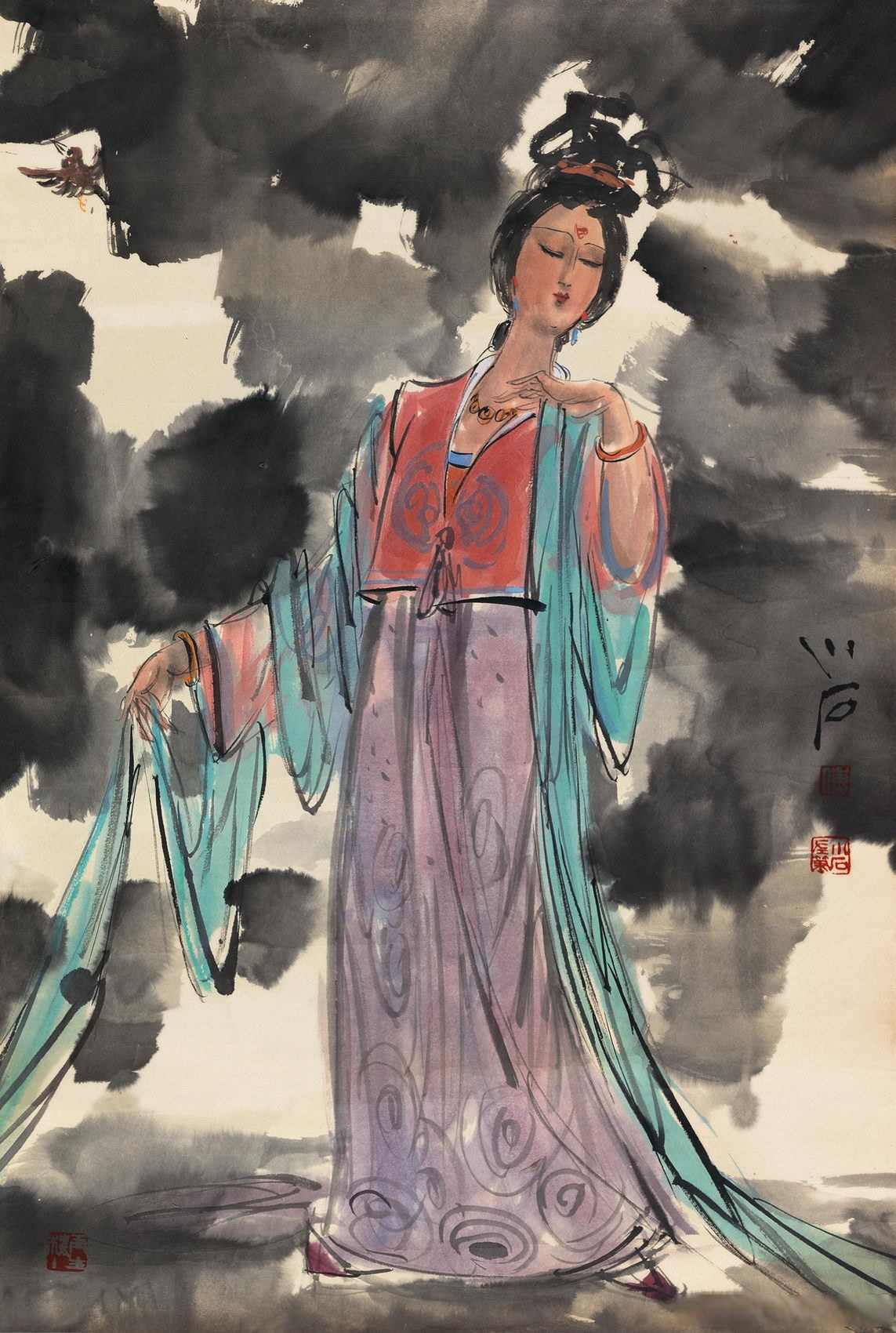 画家傅小石笔下的仕女画