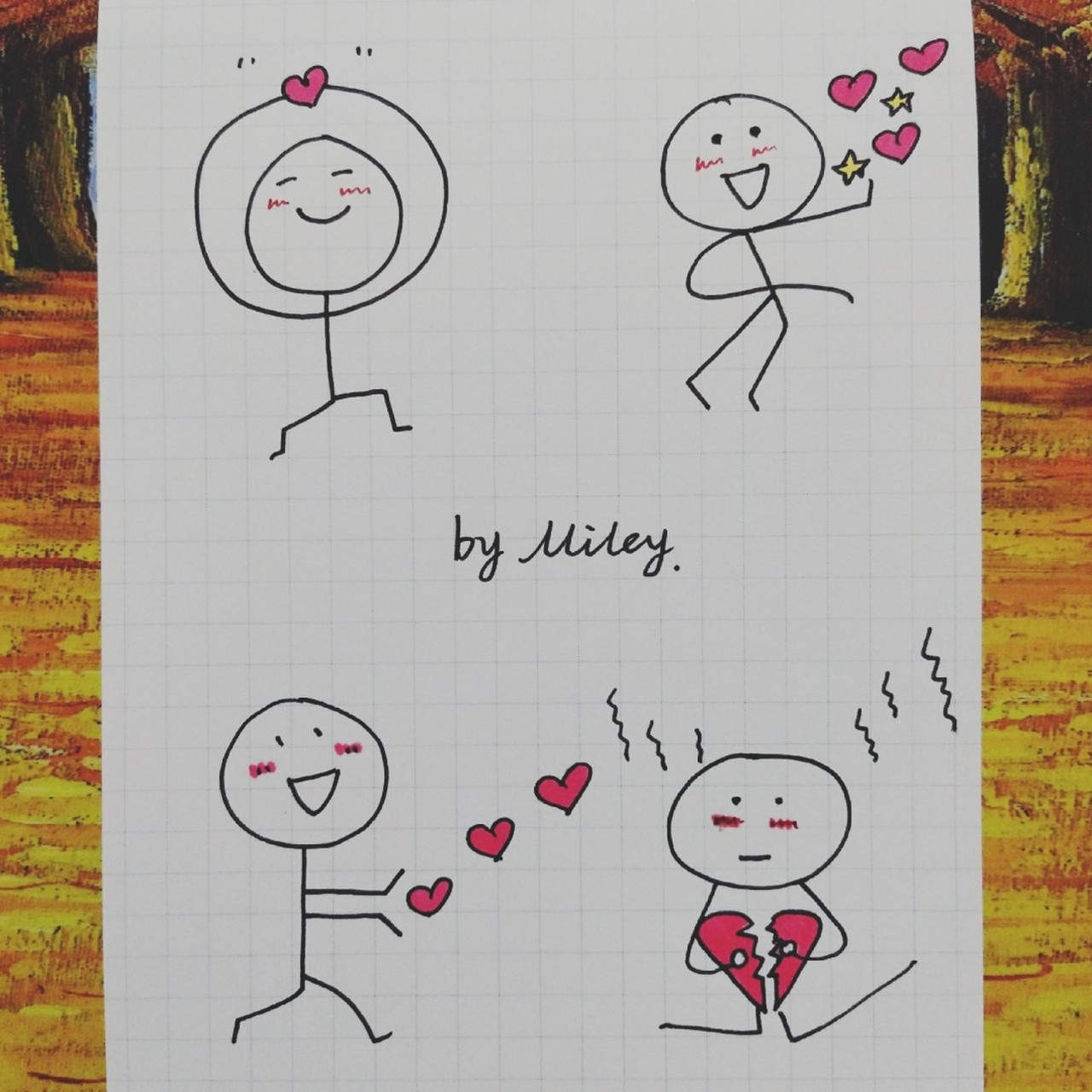 比心简笔画 用时十分钟 所需材料:勾边笔 马克笔. #简笔画教程