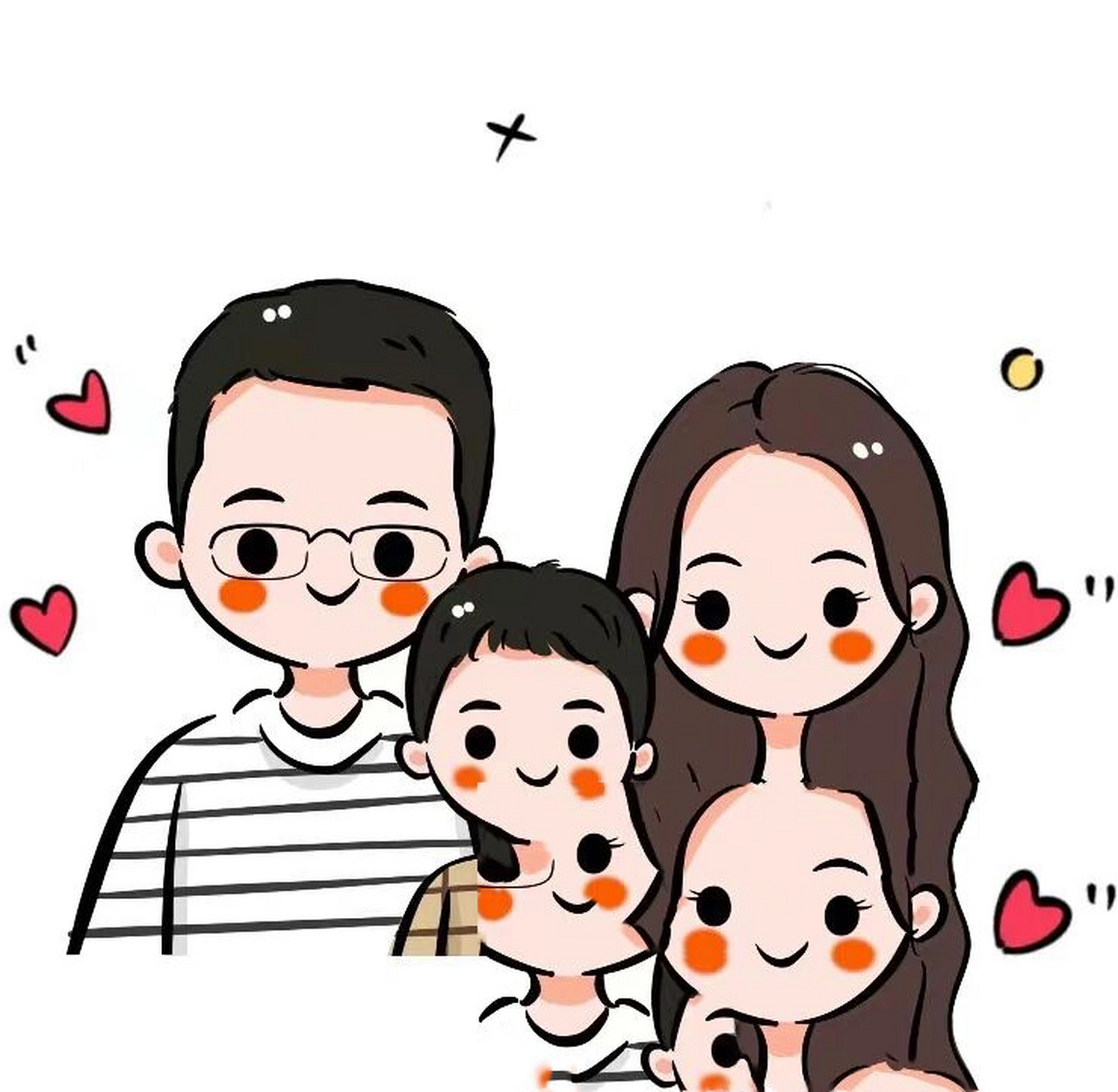超可爱～幸福全家福手绘头像～幸福一家人 萌萌哒可可爱爱幸福一家