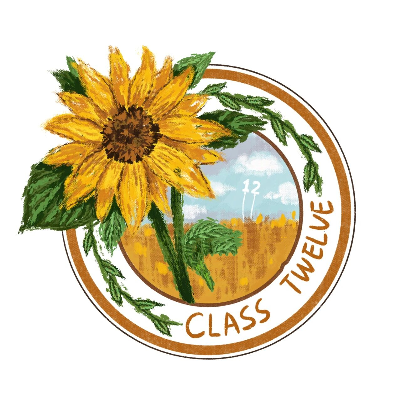 班徽设计 初一的妹妹定制的班徽 向日葵:代表着活力,生机,每时每刻追