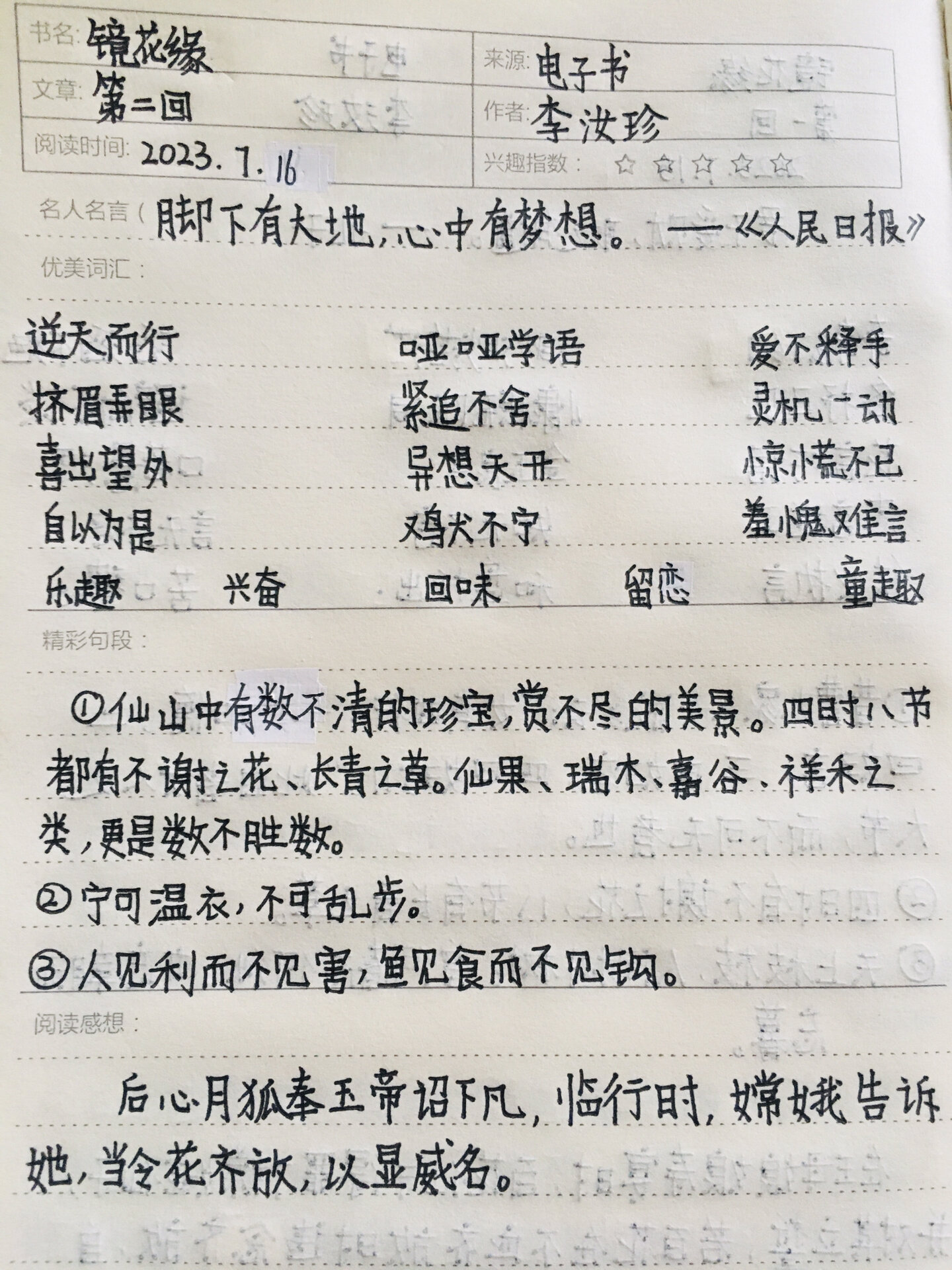 镜花缘读书小报图片