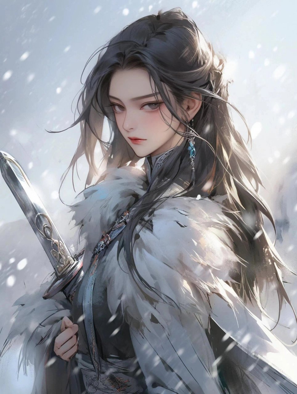 雪中美男21566|古风头像|壁纸 来往又临冬 攀山追一梦