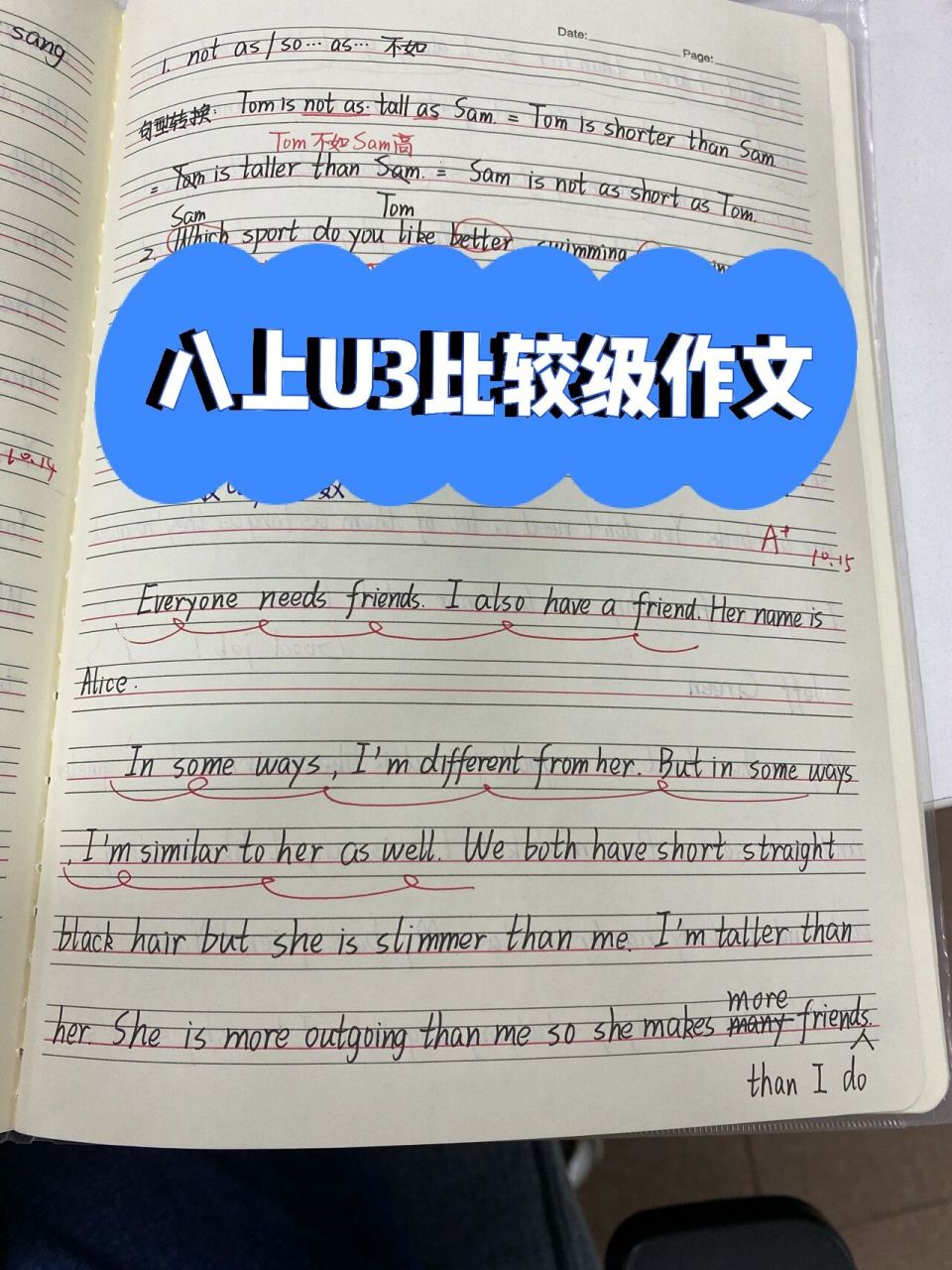 八上u3比较级作文(学生优秀作文分享)