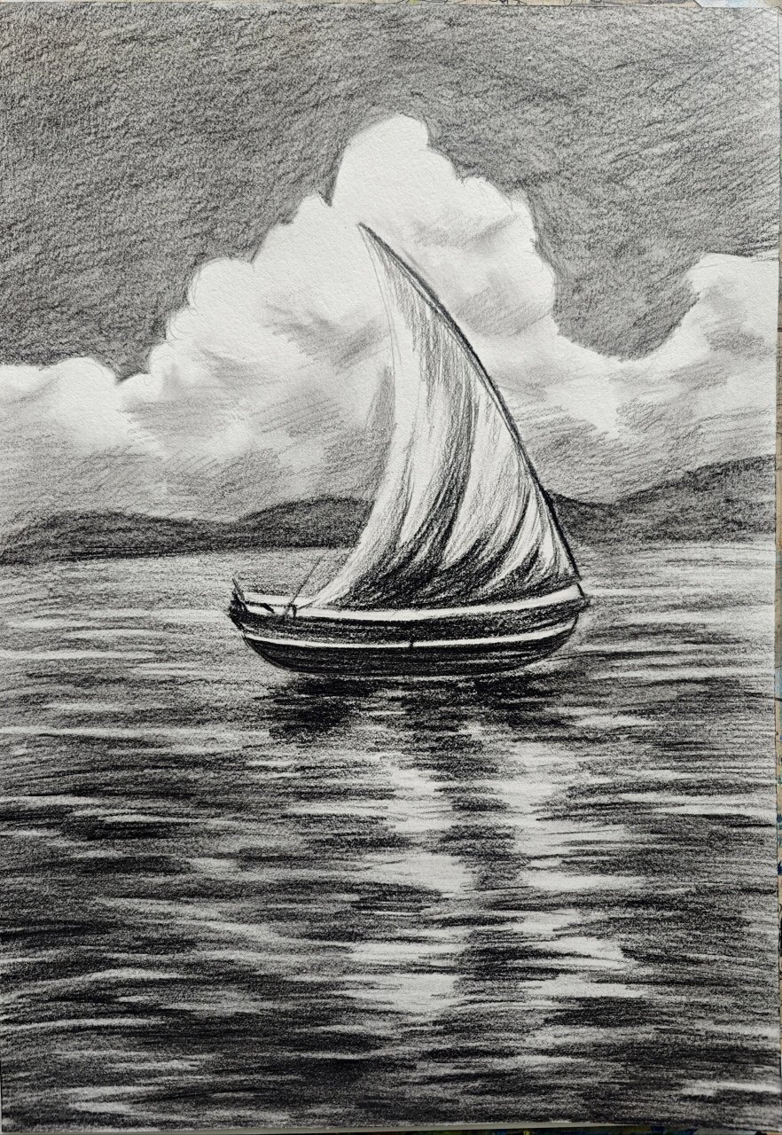 素描风景画,超级简单的入门级素描画,素描小白,初学素描很友好,有手
