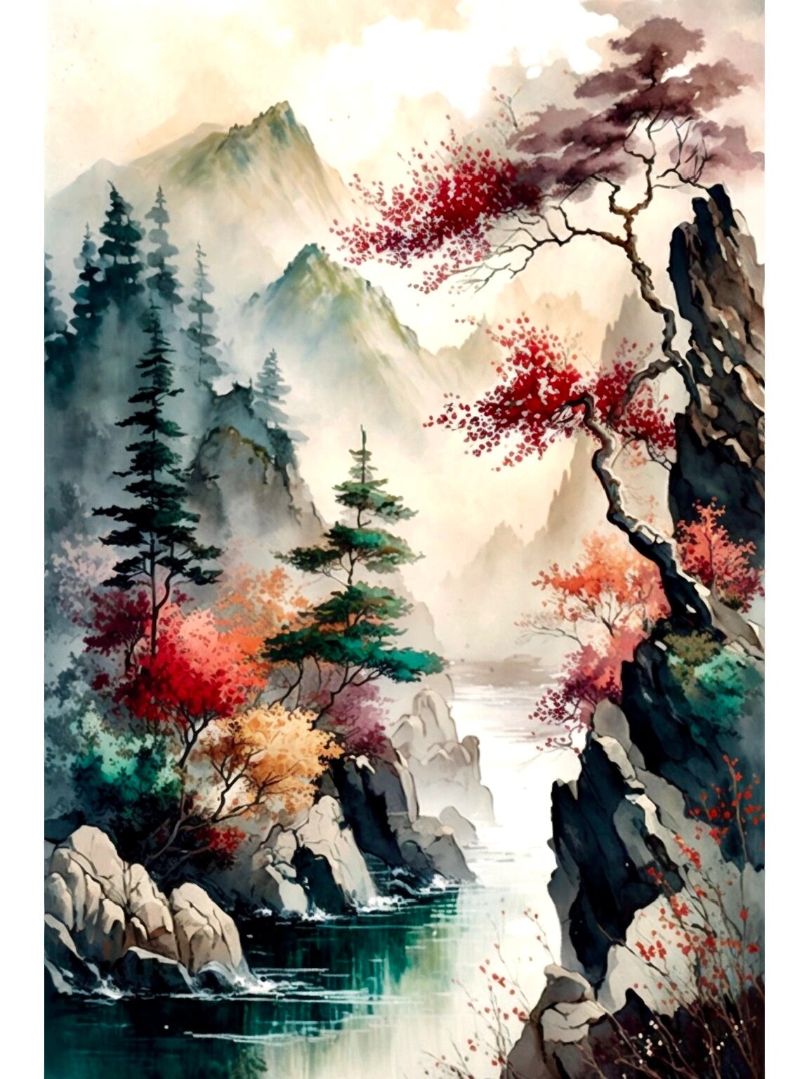 中国山水水彩画