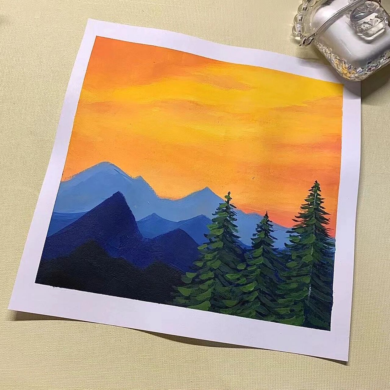 水粉画 夕阳95 临摹:straycat 感觉很适合我这种入门的用来练习 画