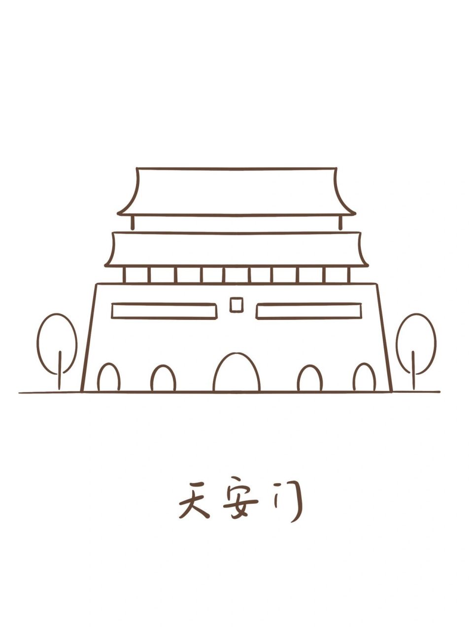 简笔画教程3|中国著名建筑简笔画 中国著名建筑简笔画,北京天安门