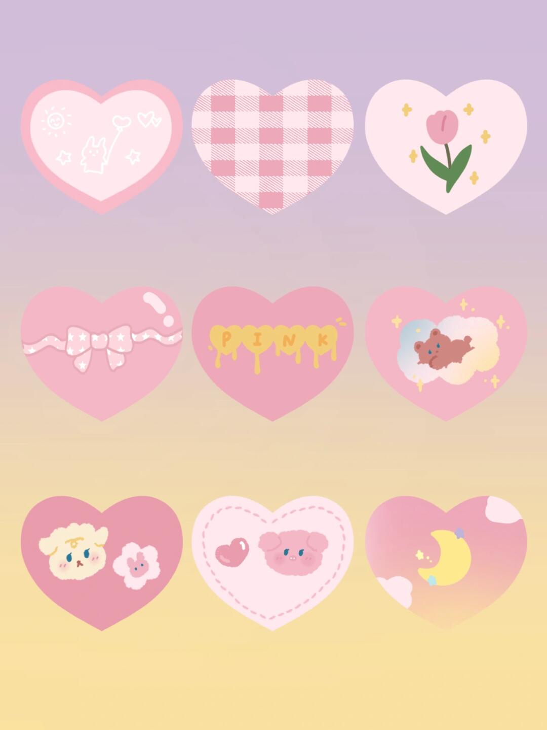 手帐素材|甜美爱心手帐贴纸附壁纸哦🤍🍼