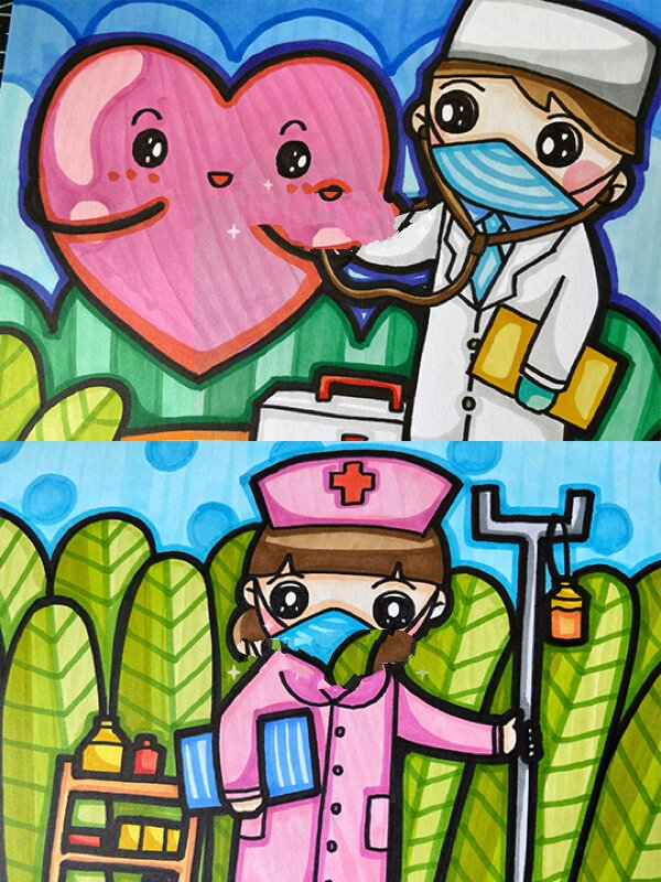 原创人物儿童画合集:我的理想主题带线稿