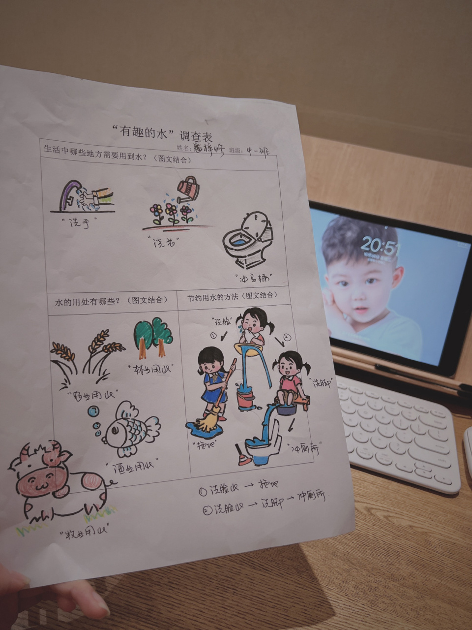 "有趣的水"调查表 幼儿园又又又又来作业了 这次是关于水的调查表 1.