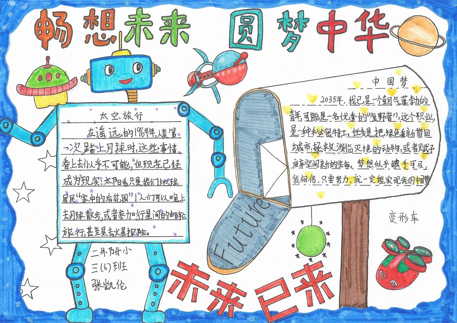 畅想未来手抄报 借鉴了未来已来科普书中内容