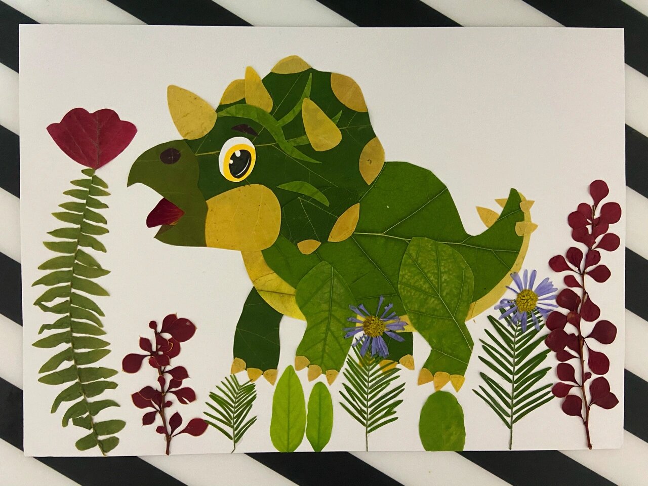 树叶画 树叶贴画～三角恐龙