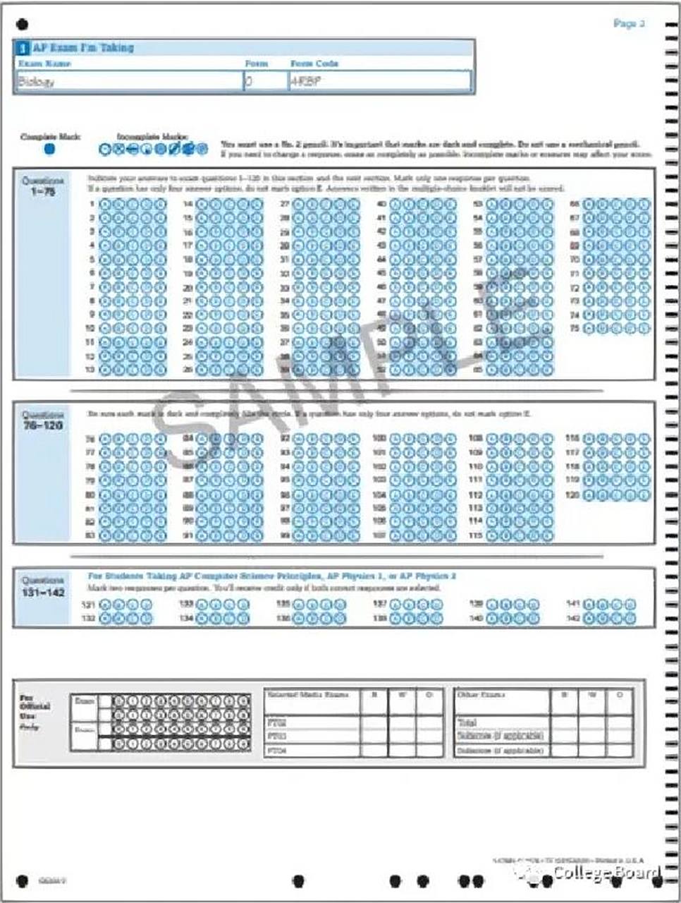 ap 考试答题卡填涂 a处:填写last name(姓),first name(名),并将对应
