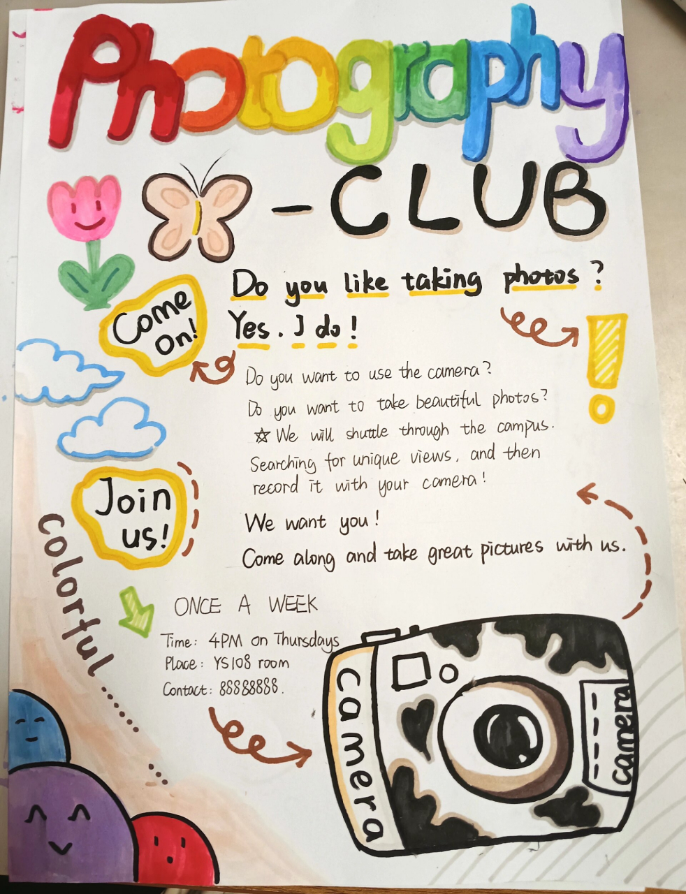 colorful海报 英语社团海报,简笔～96