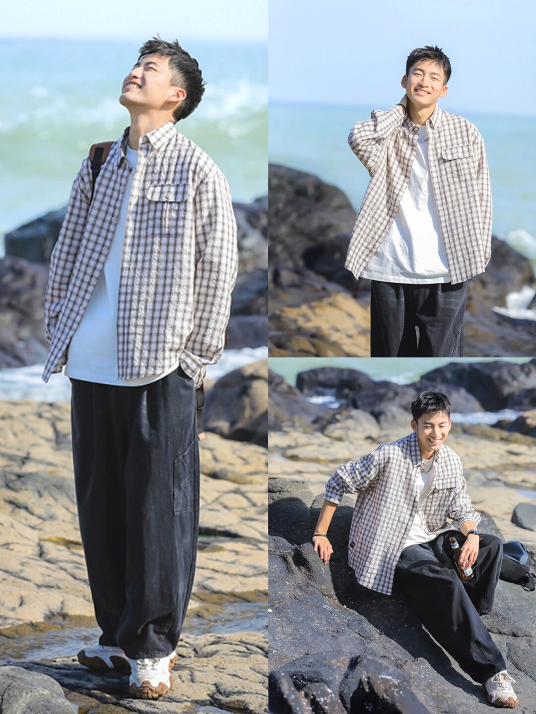 穿搭年轻男孩的穿衣风格衬衫 白t男日式森系男装男生日系盐系风艺术照