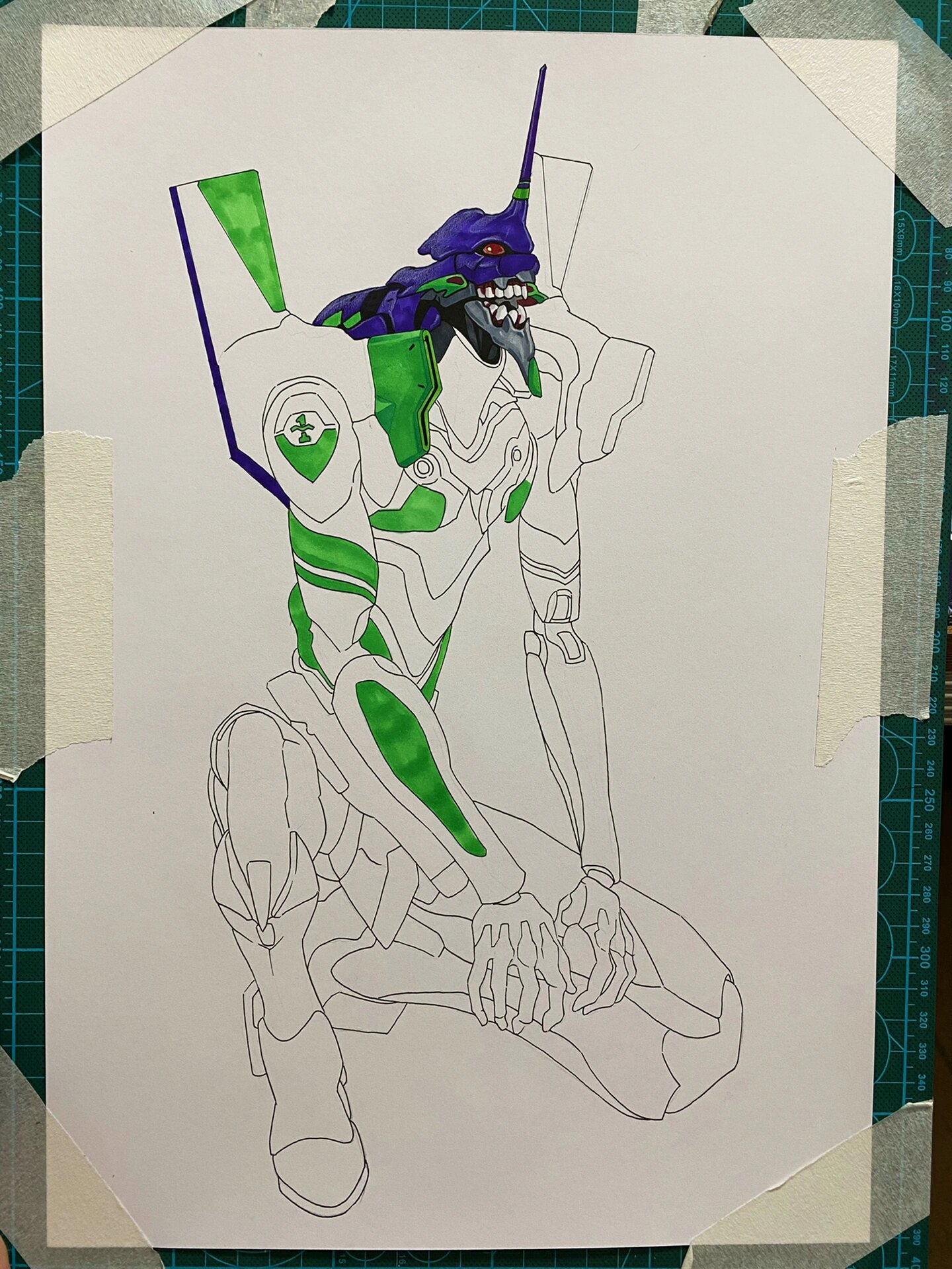 马克笔手绘eva初号机步骤分享 附线稿