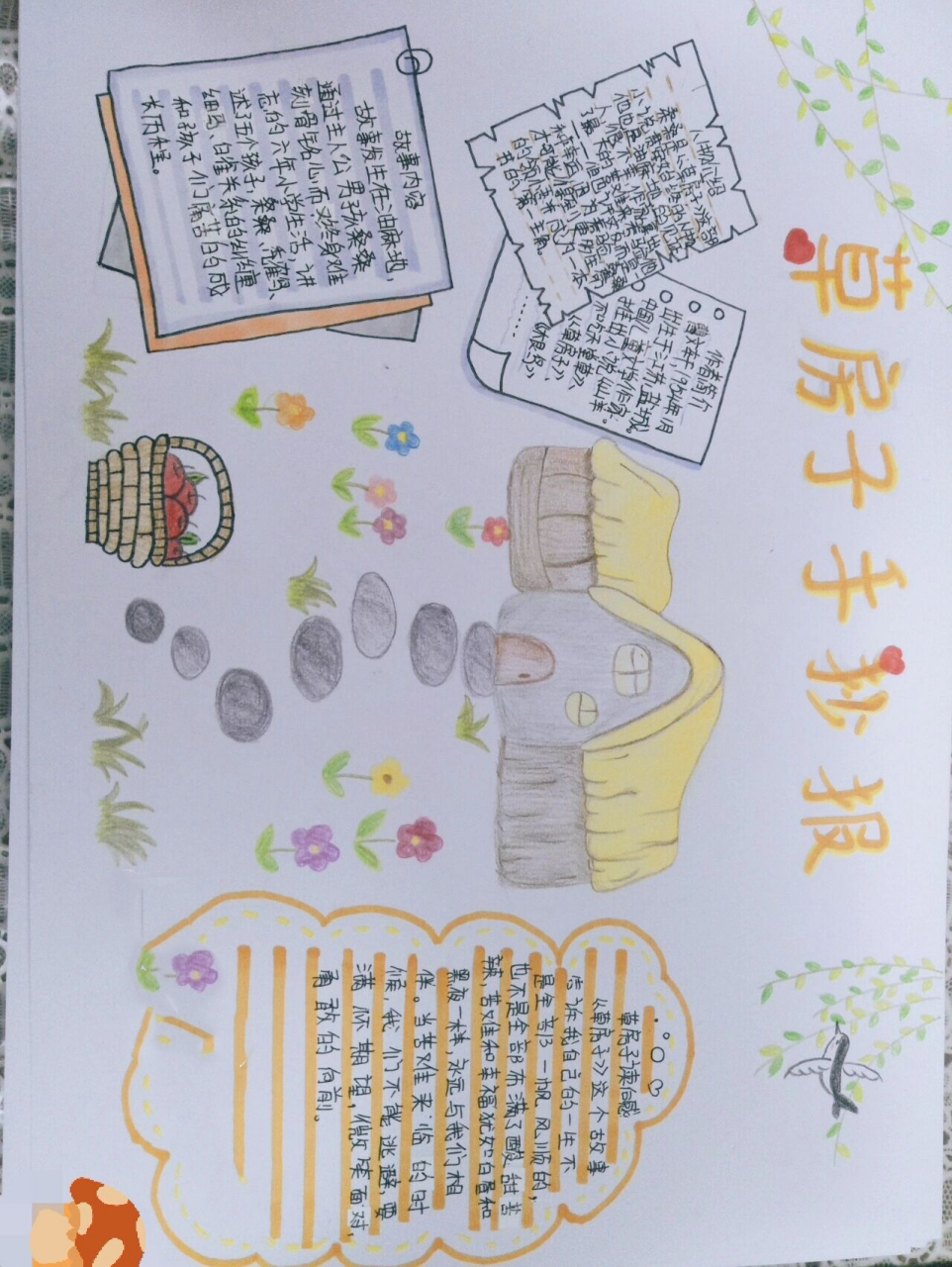 草房子手抄报来了! 抱歉哈,忘了拍草稿了95 只发了成品,抱歉哈各位.