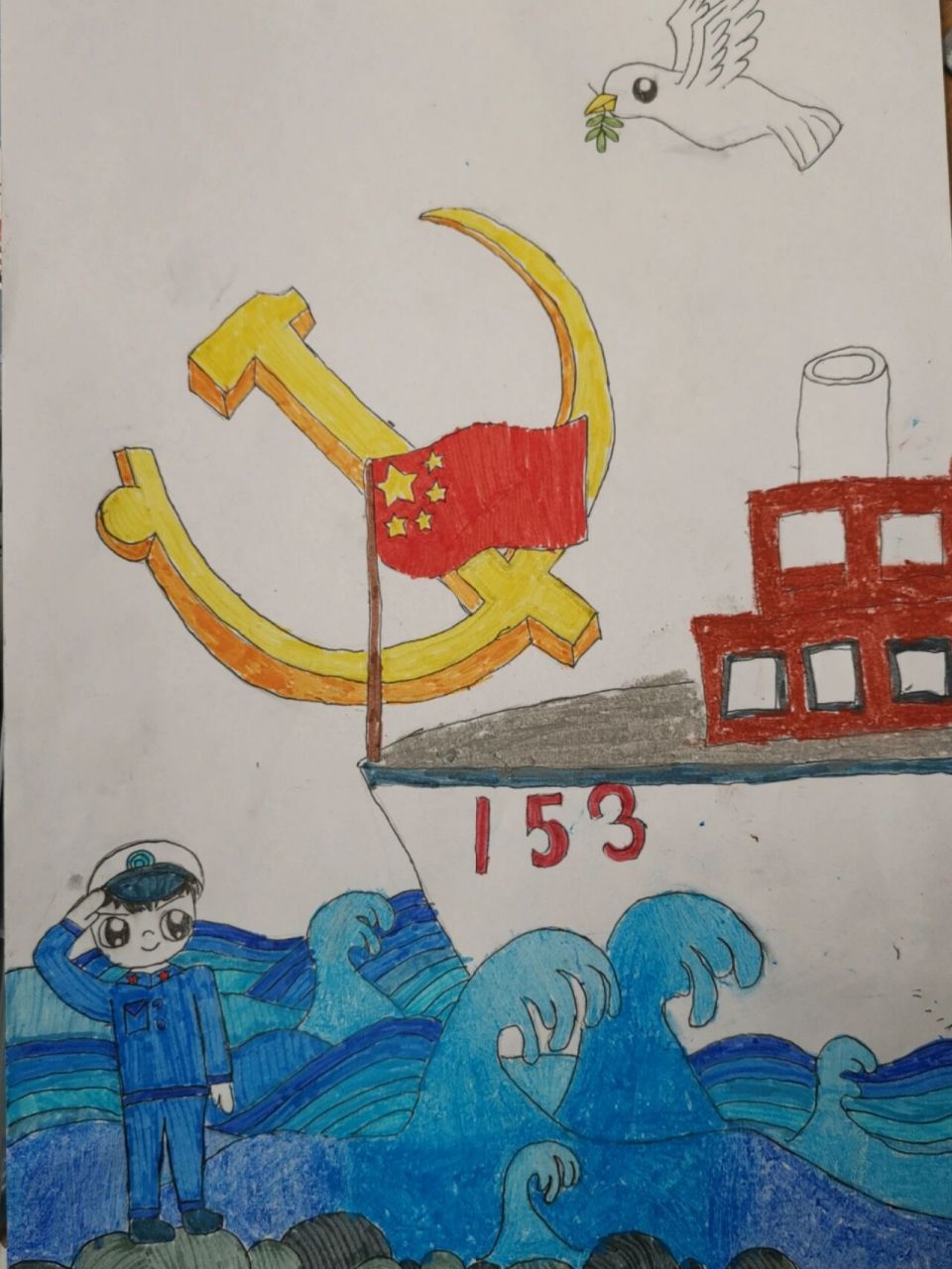 海防教育为主题的绘画图片