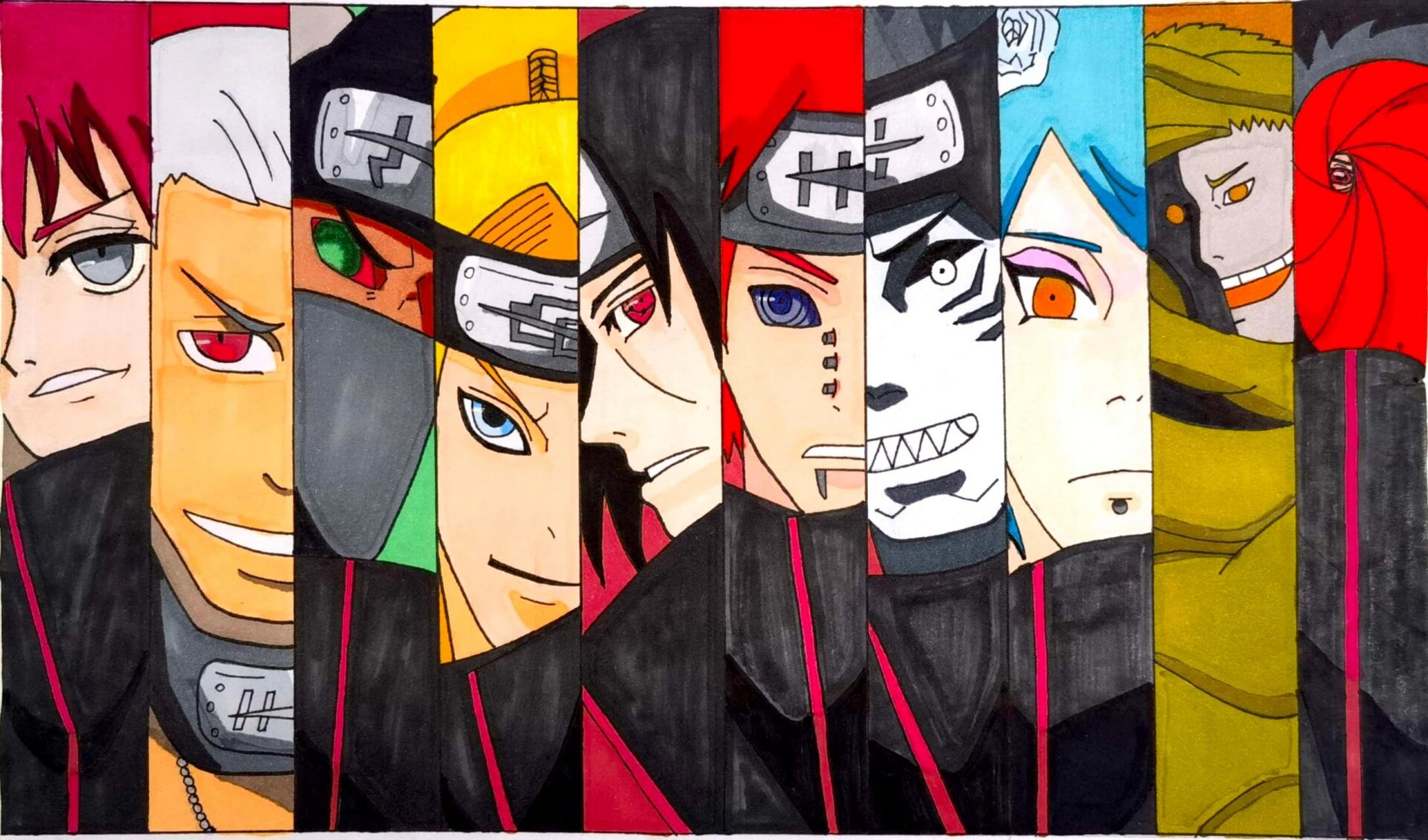 学生作品,火影忍者系列 学生作品,初一的孩子 很厉害,一张a4纸完成的
