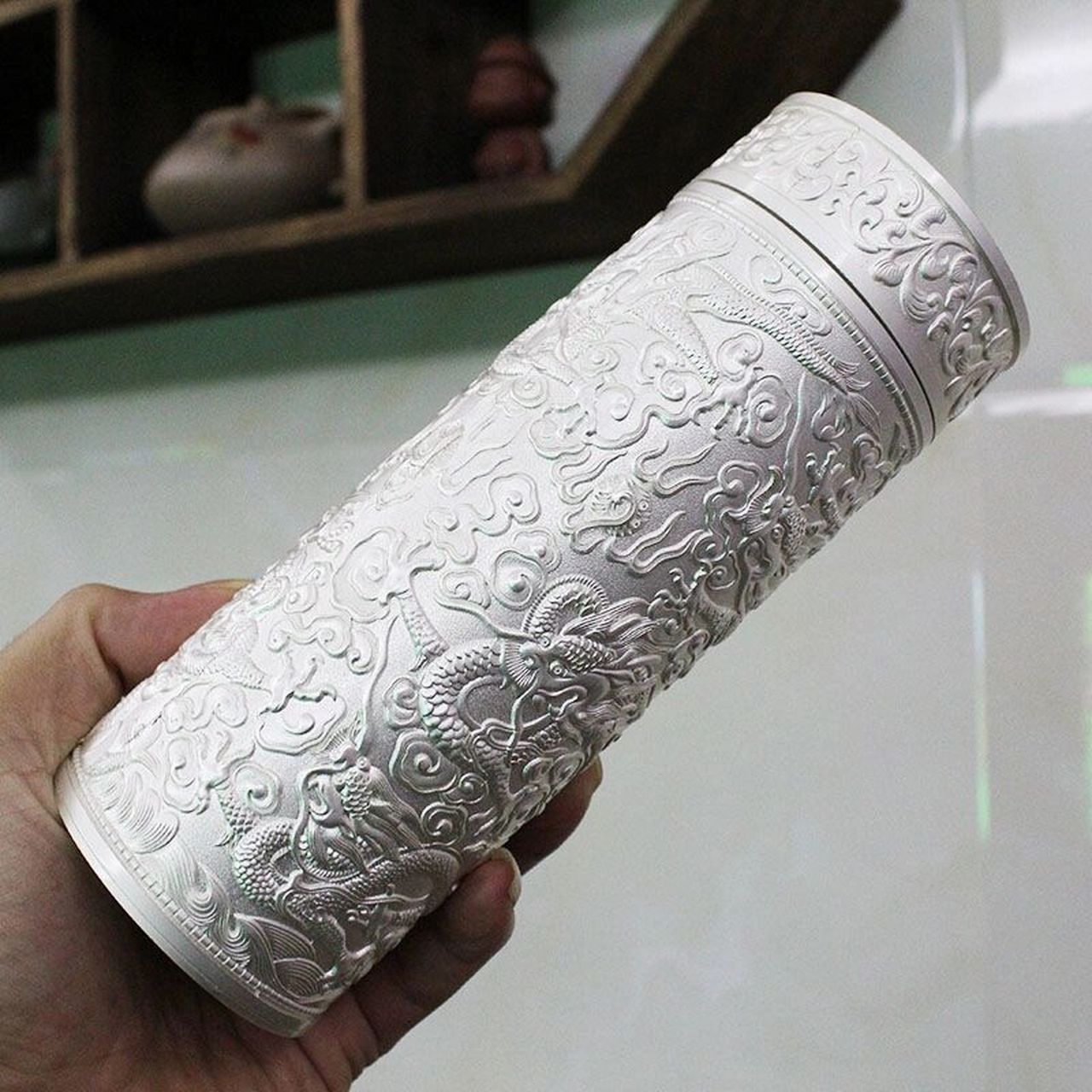 银制 高端饮水杯九龙至尊银杯 杯身高度:178mm;宽度:68mm直径:68mm