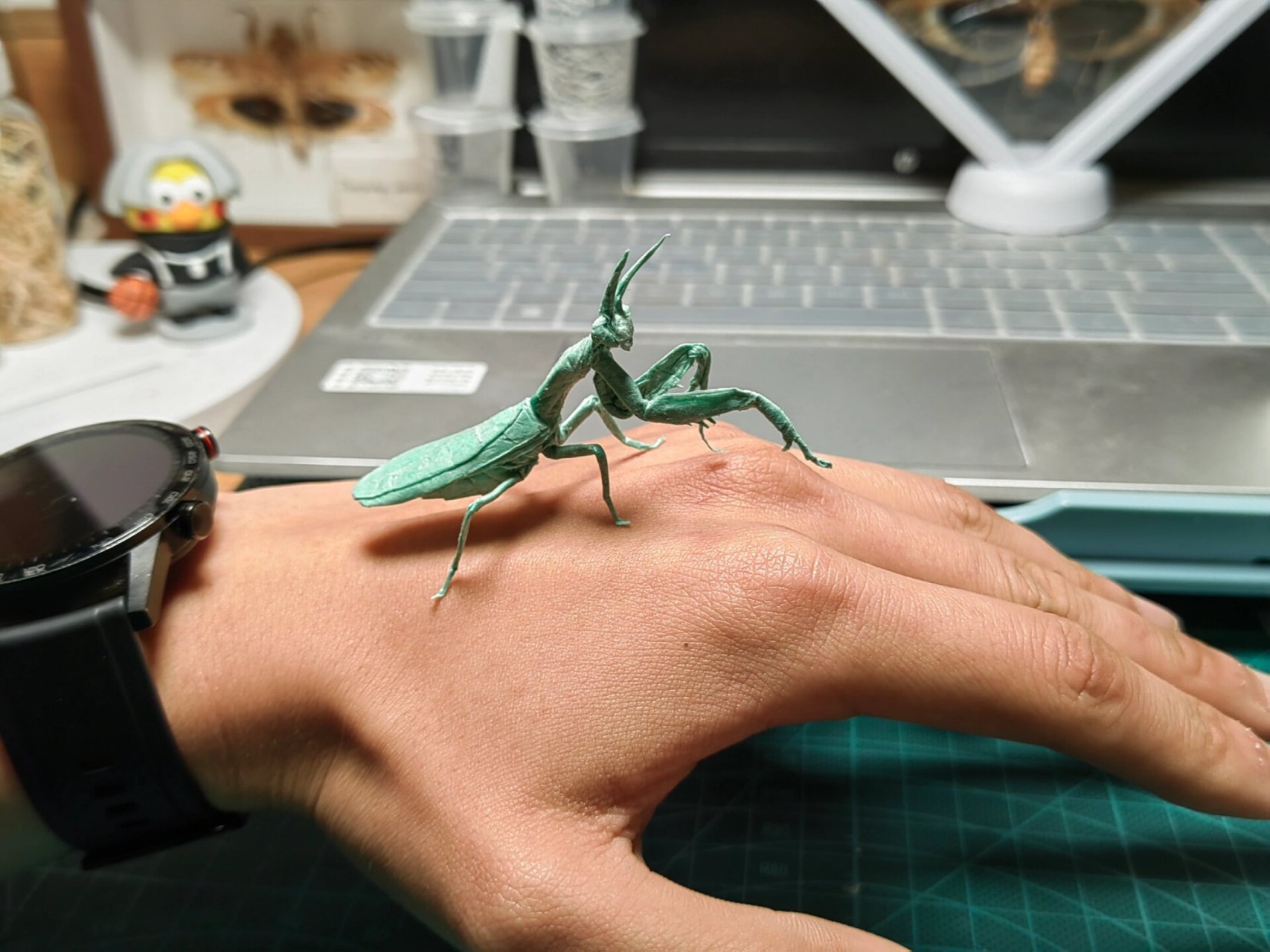 超可爱逼真的折纸螳螂! 设计:神谷哲史 折拍:我 用纸:20.