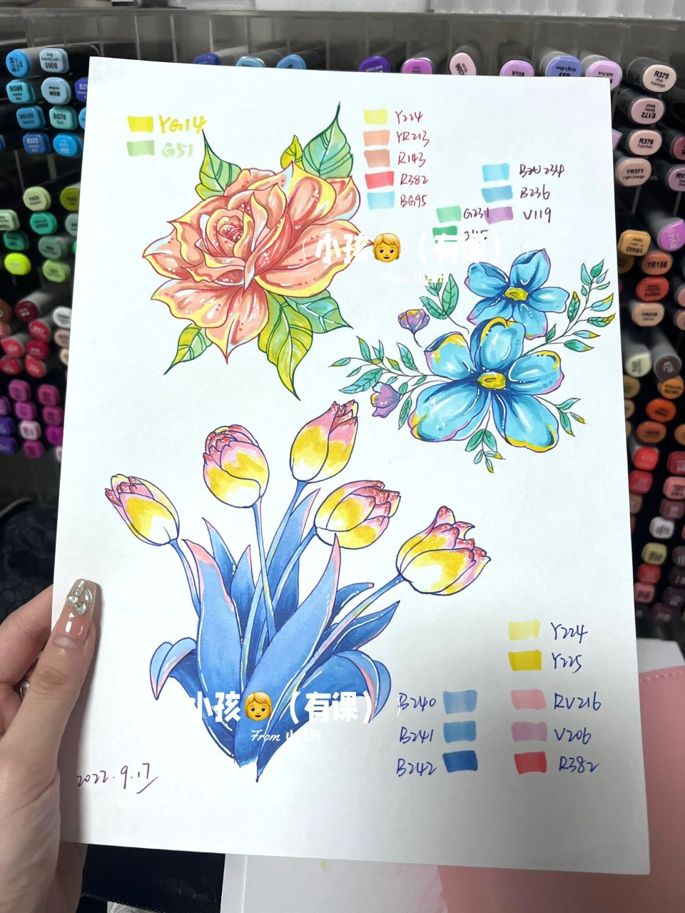 素非常关键 给大家分享一下马克笔植物花卉上色塑造绘画的 一些技巧