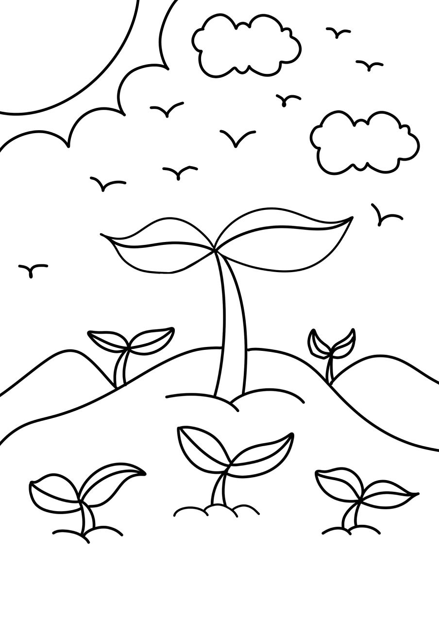 春天主题画 春天来了 创意画 儿童画 简笔画 带线稿哦 适合小朋友呢