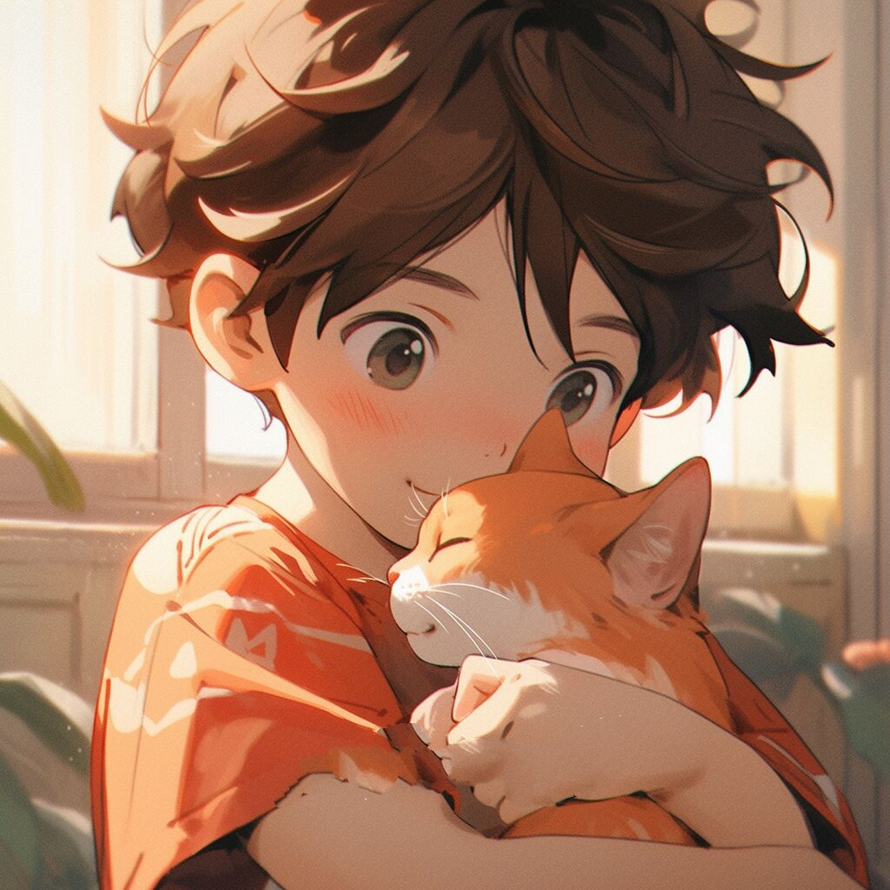 抱着猫咪的男生头像 | 可爱头像