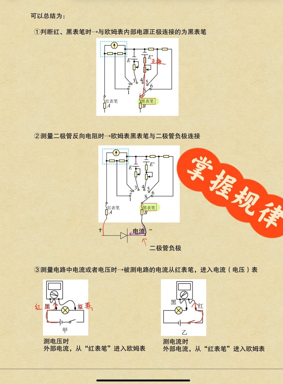 高中物理电学实验(多用电表→判断红黑表笔) 高中物理:电学实验:多用