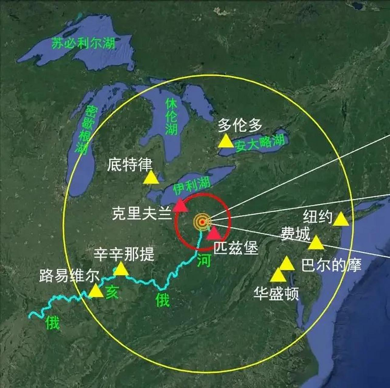 剧毒氯乙烯波及美加两国重要城市,俄亥俄州北面是五大湖之一的伊利湖
