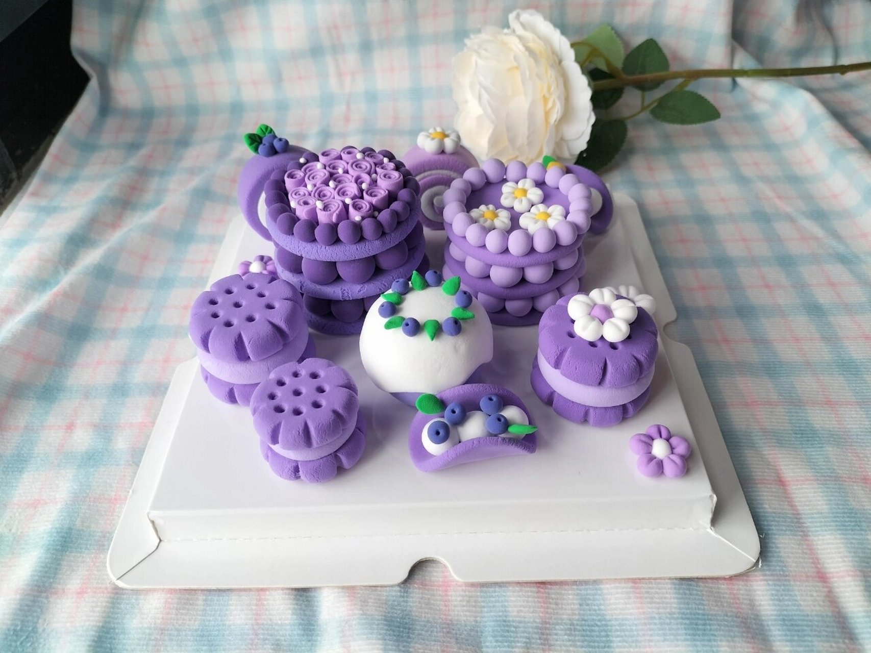 手工轻粘土作品系列之紫色系甜点组合 日常打卡73