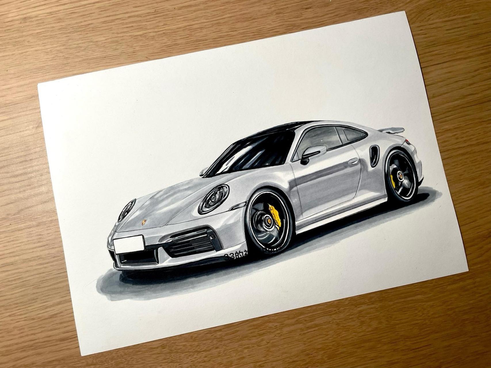 【马克笔•彩铅•手绘】保时捷911.