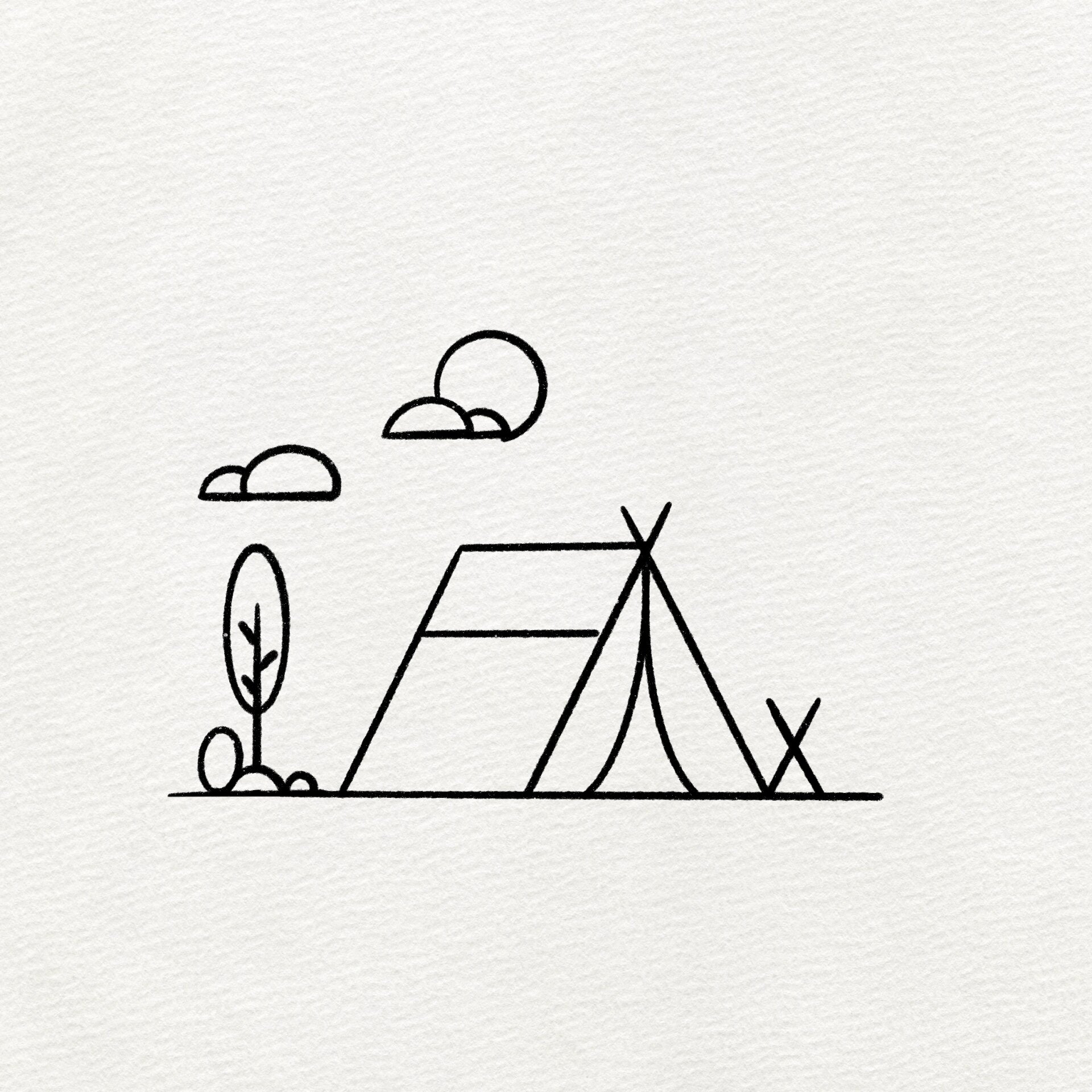第九张简笔画露营小帐篷