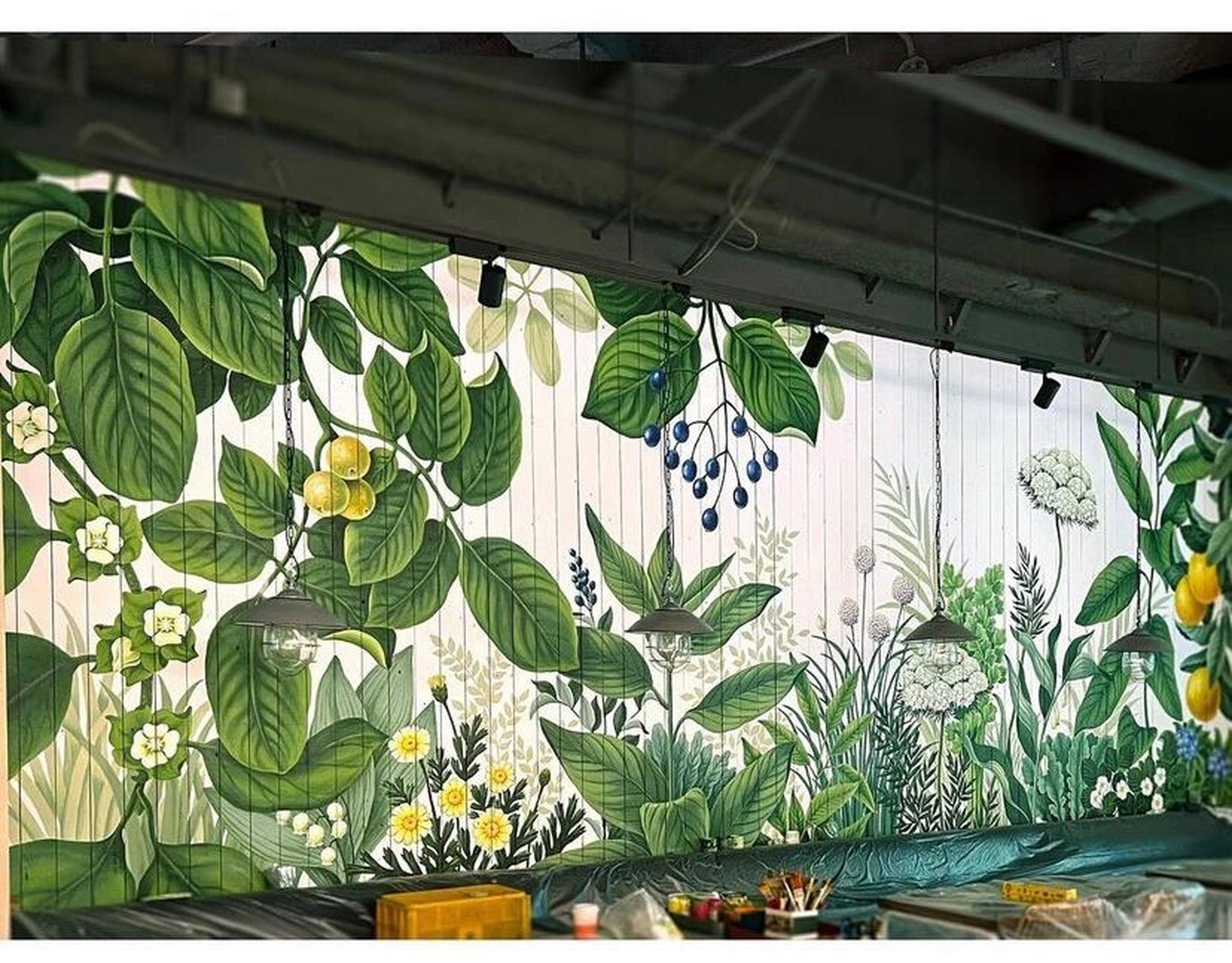 植物小清新墙绘壁画-附设计图 植物无论画在哪个空间都超级合适78