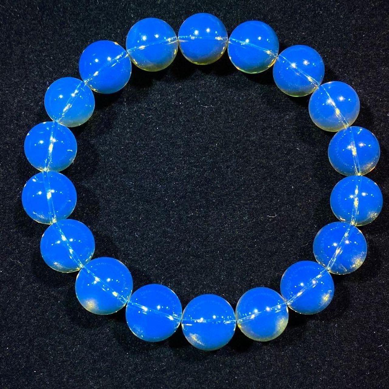 多米尼加蓝珀单圈手串11mm 多米 精品  4a微微灰级别  颗颗顺色皇家蓝