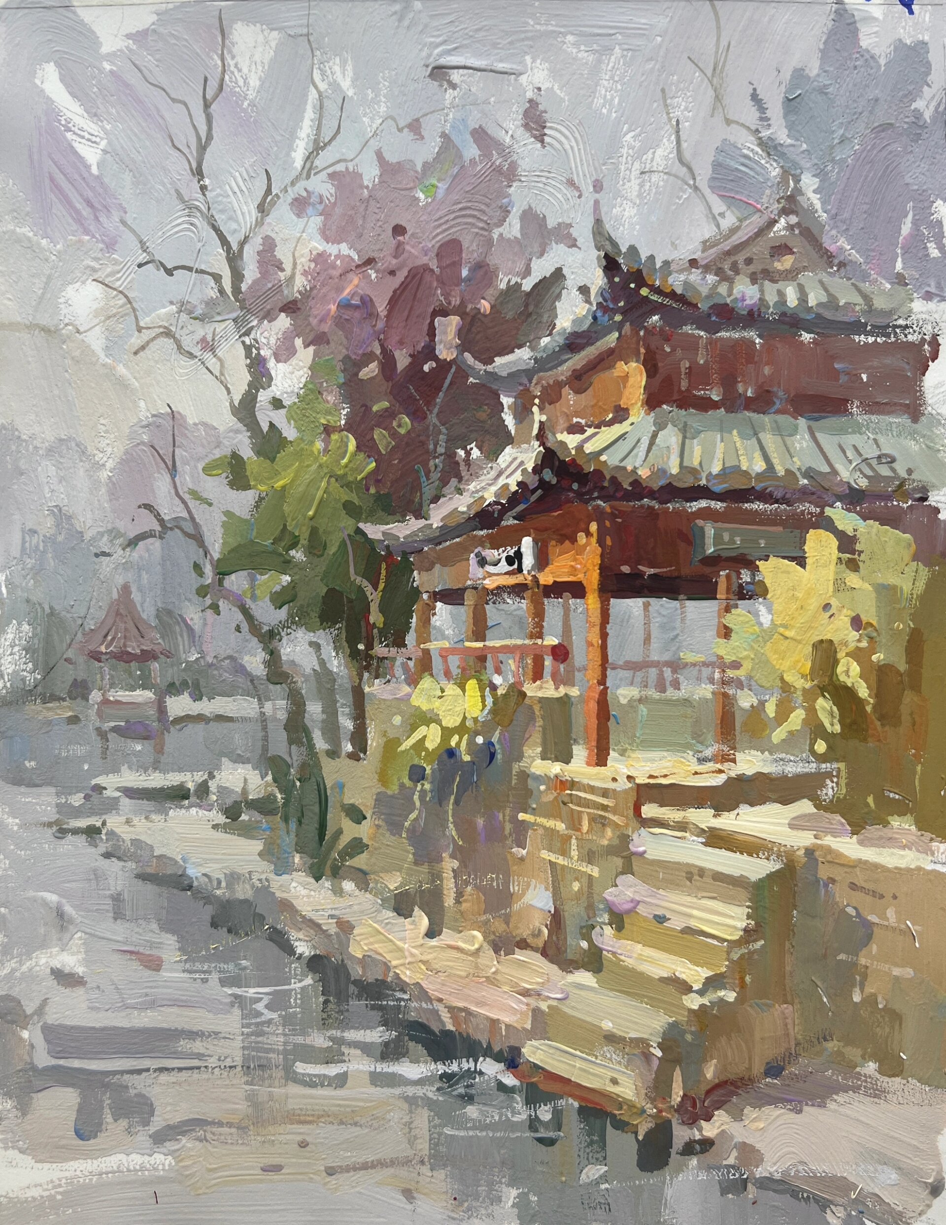 色彩风景《公园一角》黑白写生 详细步骤图,色彩风景照片写生