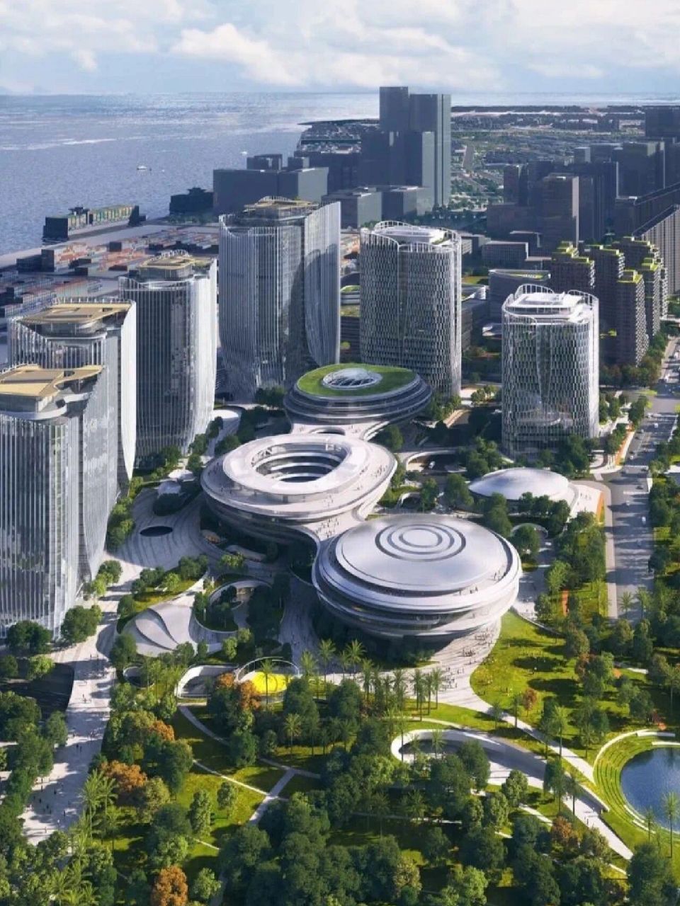 腾讯深圳总部园区,位于深圳市宝安区前海大铲湾岛东,共由5个地块构成