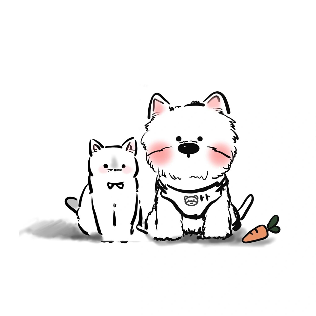 这可以算是全网坠可爱的西高地简笔画咩96 朋友画的胡萝卜和胡图 好