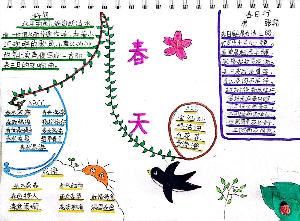 "大自然—春天"主题式好词好句积累卡