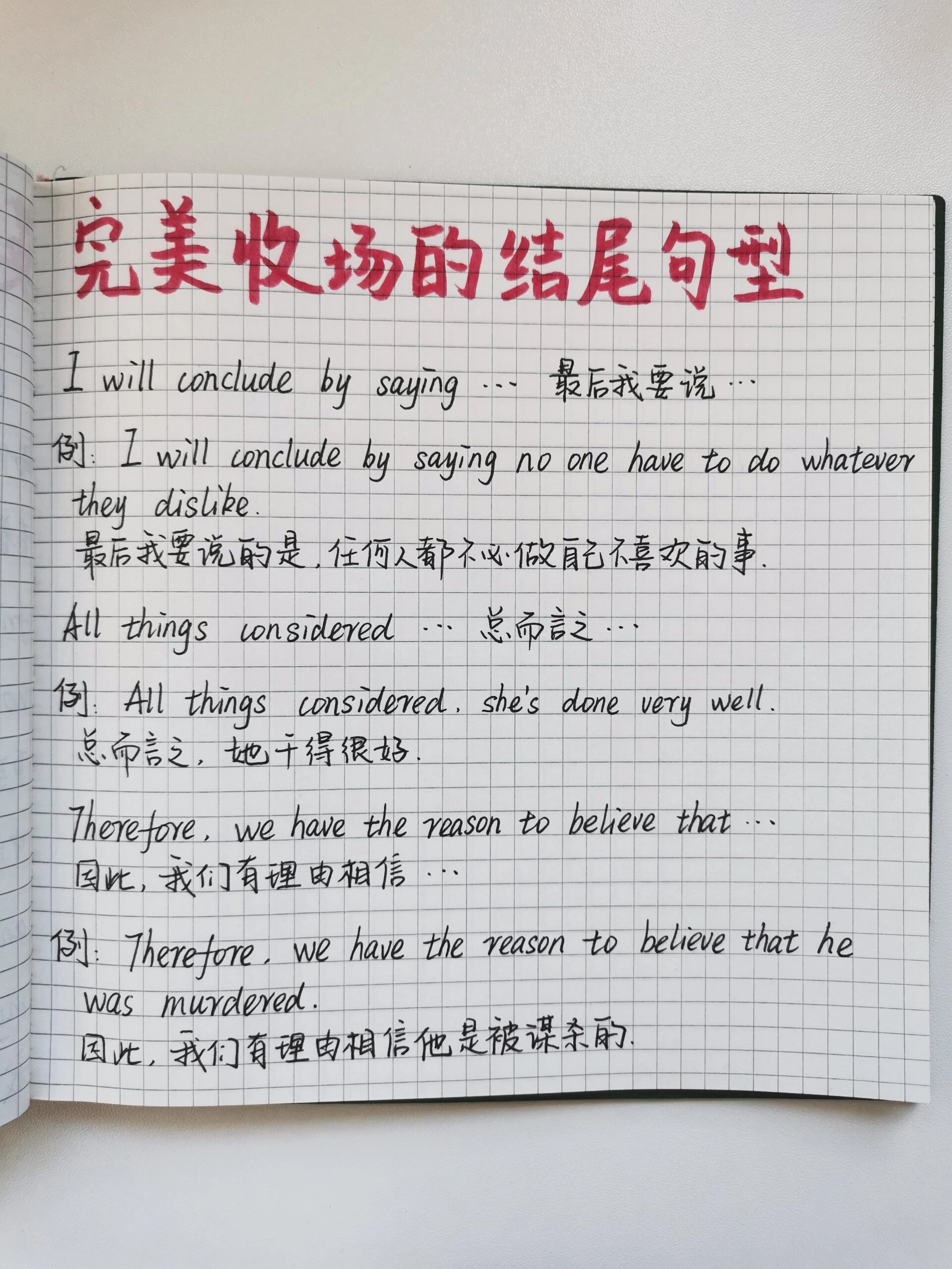 英语作文万能模板,完美收场的结尾句型