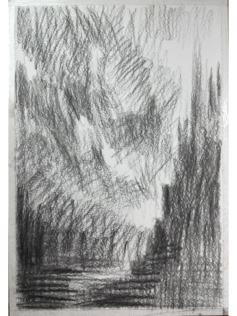 素描风景练习 八开,木炭条,炭笔,碳粉